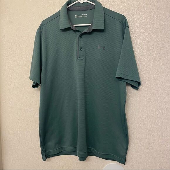 Under Armour UA Playoff sage green stretch golf Polo performance Shirt XL - Picture 2 of 9